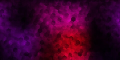 Dark purple, pink vector pattern with hexagons.