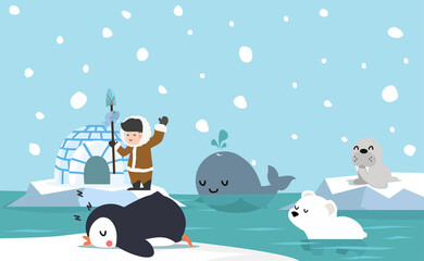 North pole arctic flat design background