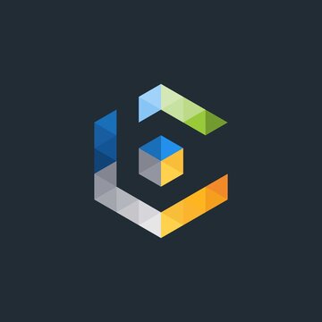 Modern colorful hexagon logo design element. letter BC logo template