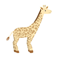 Baby giraffe vector flat illustration, cute animal