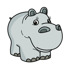 In the world of animals, nature. Vector image of animals in color. hippopotamus