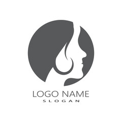 Woman face silhouette character illustration logo icon vector