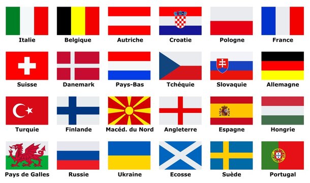 Drapeaux des pays européens participant à la coupe	