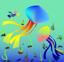 fish in the water Abstract Vector with light color background