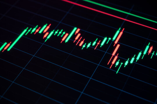 Economy graph. Financial chart, stock analysis data for business background in digital screen. Graphics growth forex finance market. Fundamental and technical analysis concept.