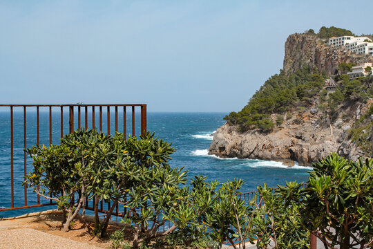 viewpoint at sea and cliff shore in Port de Soller, Majorca, Spain