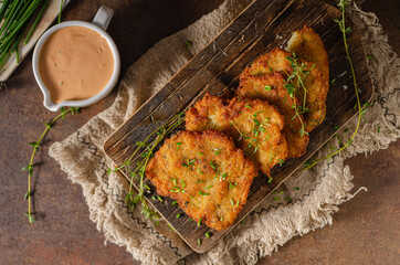 Homemade latkes with herbs