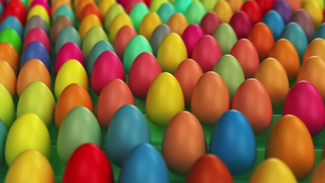 Color Happy easter eggs jumping. 3d rendering
