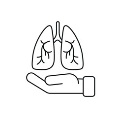 Lung donor linear icon. Donation. Surgical medicine. Thin line customizable illustration. Contour symbol. Vector isolated outline drawing. Editable stroke