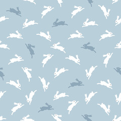 Seamless pattern with rabbits. Graphic design for paper, textile print, page fill - Vector stock illustration.