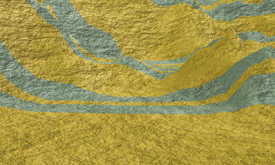 3D rendering. Deformed layered sedimentary rock.