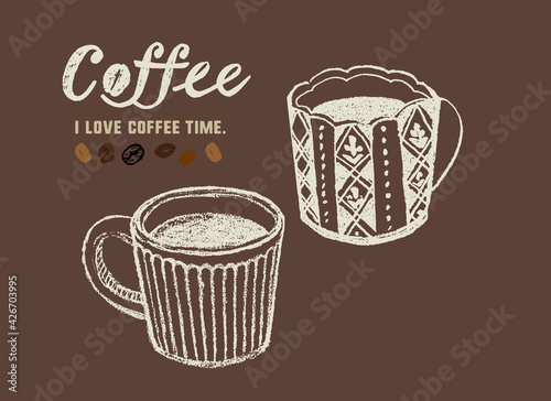 コーヒーのイラスト コーヒーカップのセットイラスト Sticker Pomme