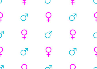 Female and male sign. Seamless texture for design.