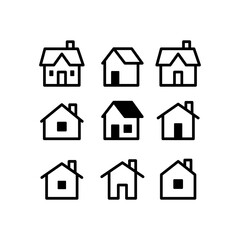 House vector icon set. Home simple linear symbols.