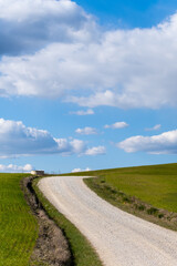 country road, concept of rela, outdoor walk and outdoor sports on foot or bicycle