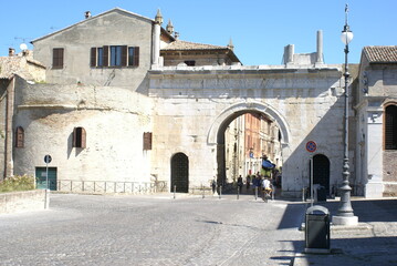 The triumphal Arch of Augustus in Fano, region Marche (Italy)
