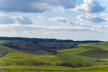 Beautiful landscape in Tuscany, Italy. Concept of real estate, relax, outdoor recreation.