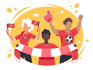 Colourful flat vector illustration of sports fans