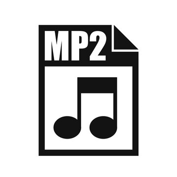 MP2 File Icon, Flat Design Style