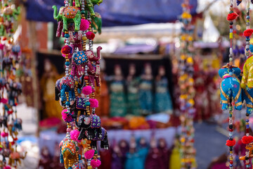 Puppet Show, Rajasthani colorful hand made puppet on display.