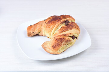 Cheese bread, on white wooden background