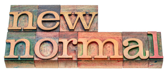 new normal - isolated word abstract in wood type, conditions after financial crisis or human...