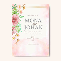 beautiful floral wreath wedding invitation card template