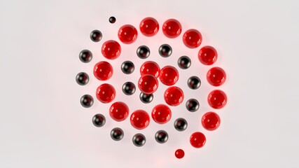 3d render abstract swirling pattern red and black spiral