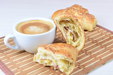 Cheese bread, on white wooden background