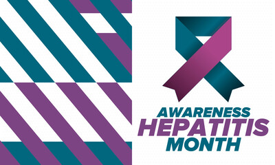 Fototapeta na wymiar Hepatitis Awareness Month in May. Annual campaign in United States. Viral infection, liver problem. Hepatitis testing day. Control and protection. Prevention campaign. Medical healthcare vector design