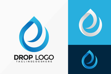 Letter E Drop Water Logo Vector Design. Abstract emblem, designs concept, logos, logotype element for template.