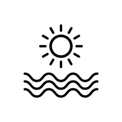outline sea ocean icon vector, summer beach sign with Line or shape