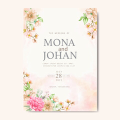 Fototapeta na wymiar beautiful floral wreath wedding invitation card template