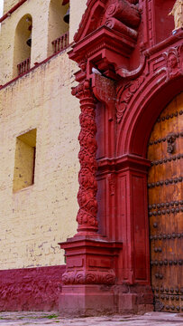 Solomonic column baroque style in the cathedral of the Andean city of Huancavelica PERU
