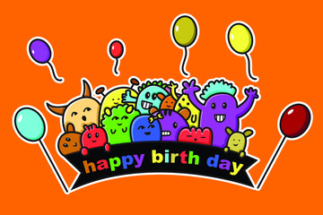 birth day doodle cartoon cute