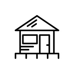 Beach resort hotel logo icon vector, holiday inn icon sign with outline style