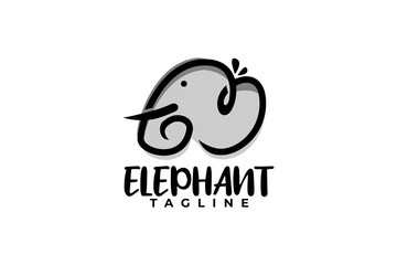 fun elephant logo illustration. animal logo vector.