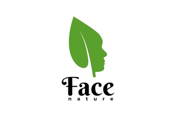 nature head vector. face leaf logo template.