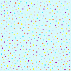 Color dots on turquoise background, seamless pattern for fashion, wrapping paper, wallpaper and all prints