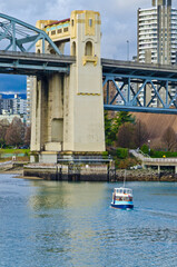Scenic view at Burrard Bridge from Granville Island, Vancouver, Canada.