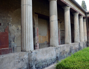 Ruins of Ancient Roman city of Pompeii Italy, was destroyed and buried with ash after Vesuvius...