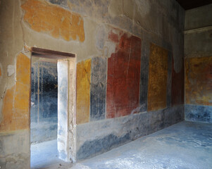Ruins of Ancient Roman city of Pompeii Italy, was destroyed and buried with ash after Vesuvius...