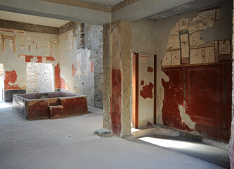 Ruins of Ancient Roman city of Pompeii Italy, was destroyed and buried with ash after Vesuvius...
