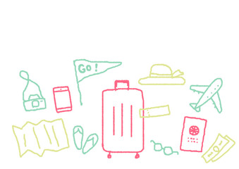 旅行手描き線画イラスト