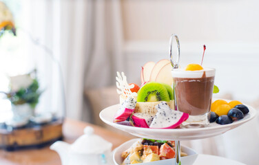 Afternoon tea ceremony, Many desserts in restaurant