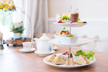 Afternoon tea ceremony, Many desserts in restaurant