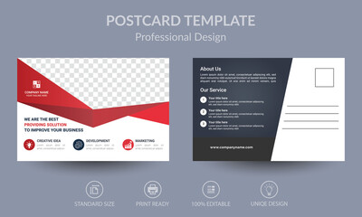 Red and black geometric business post card or EDDM card template design
