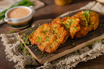 Homemade latkes with herbs