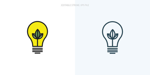 Eco bulb icon for your website, logo, app, UI, product print. Editable stroke icons set