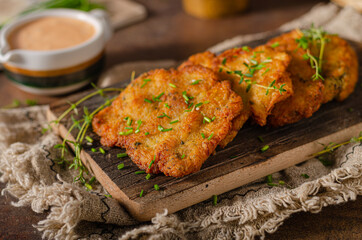 Homemade latkes with herbs